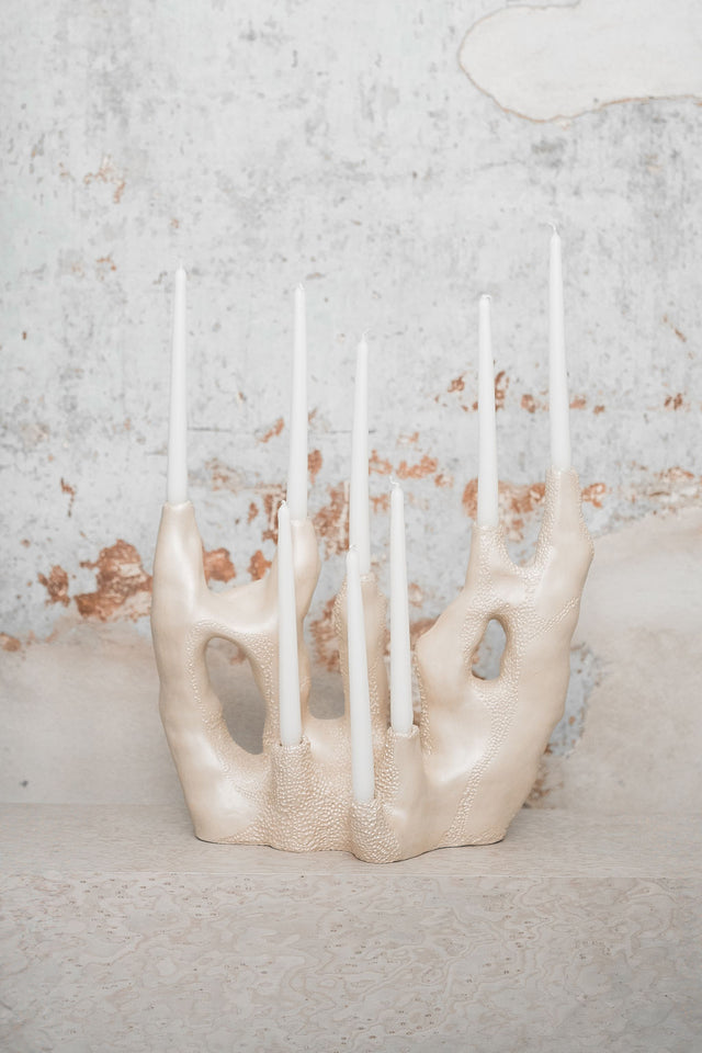 Candlestick-sculpture Coral Pearl no.3 | Goda Litvinaitė Aleknė